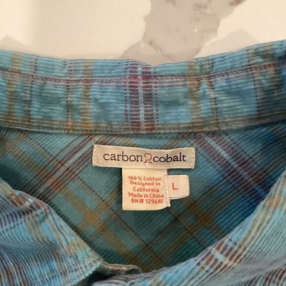 Carbon2colbalt Corduroy Button Down Shirt Sz L Long Sleeve Blue - Picture 3 of 8